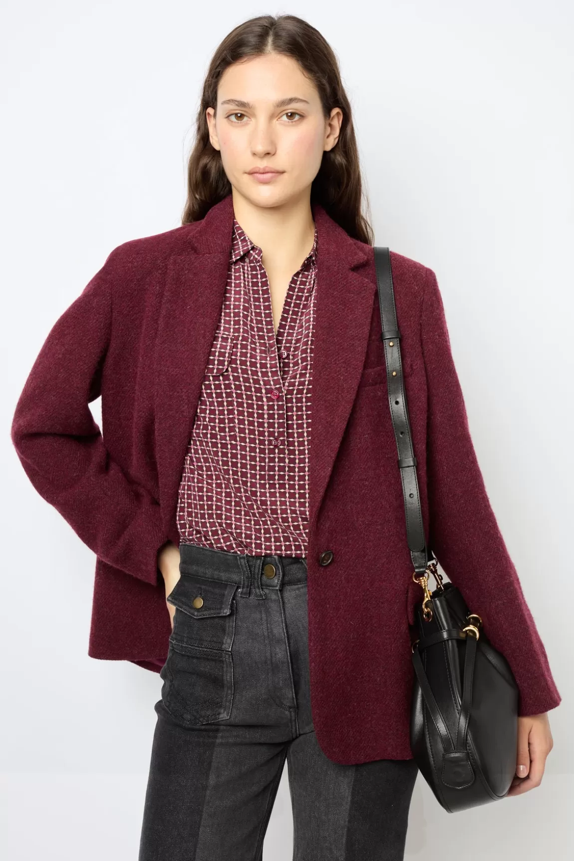 Gerard Darel Blazer uni en laine mélangée - MARINE