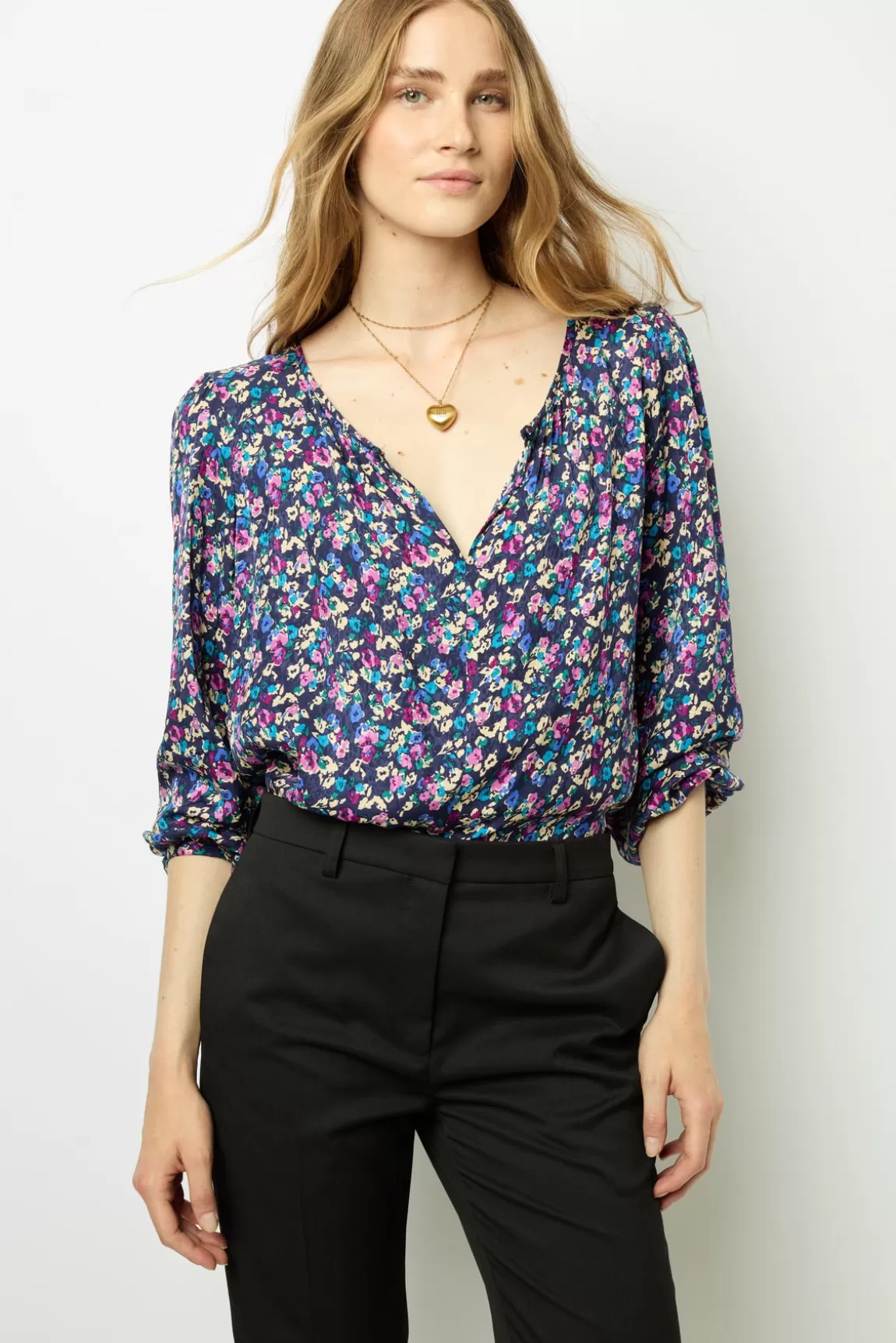 Gerard Darel Blouse fleurs et jacquard - BRITTANIA