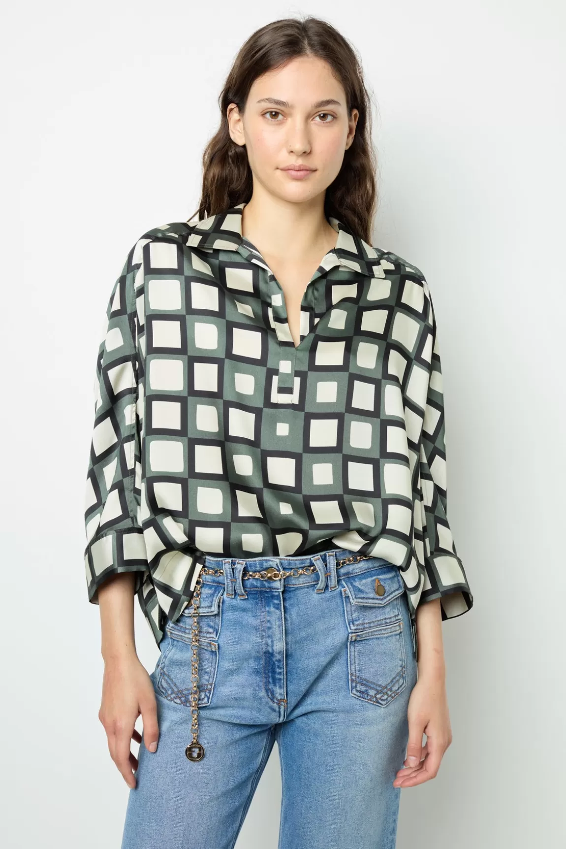 Gerard Darel Blouse satinée imprimé géométrique - BUNNY