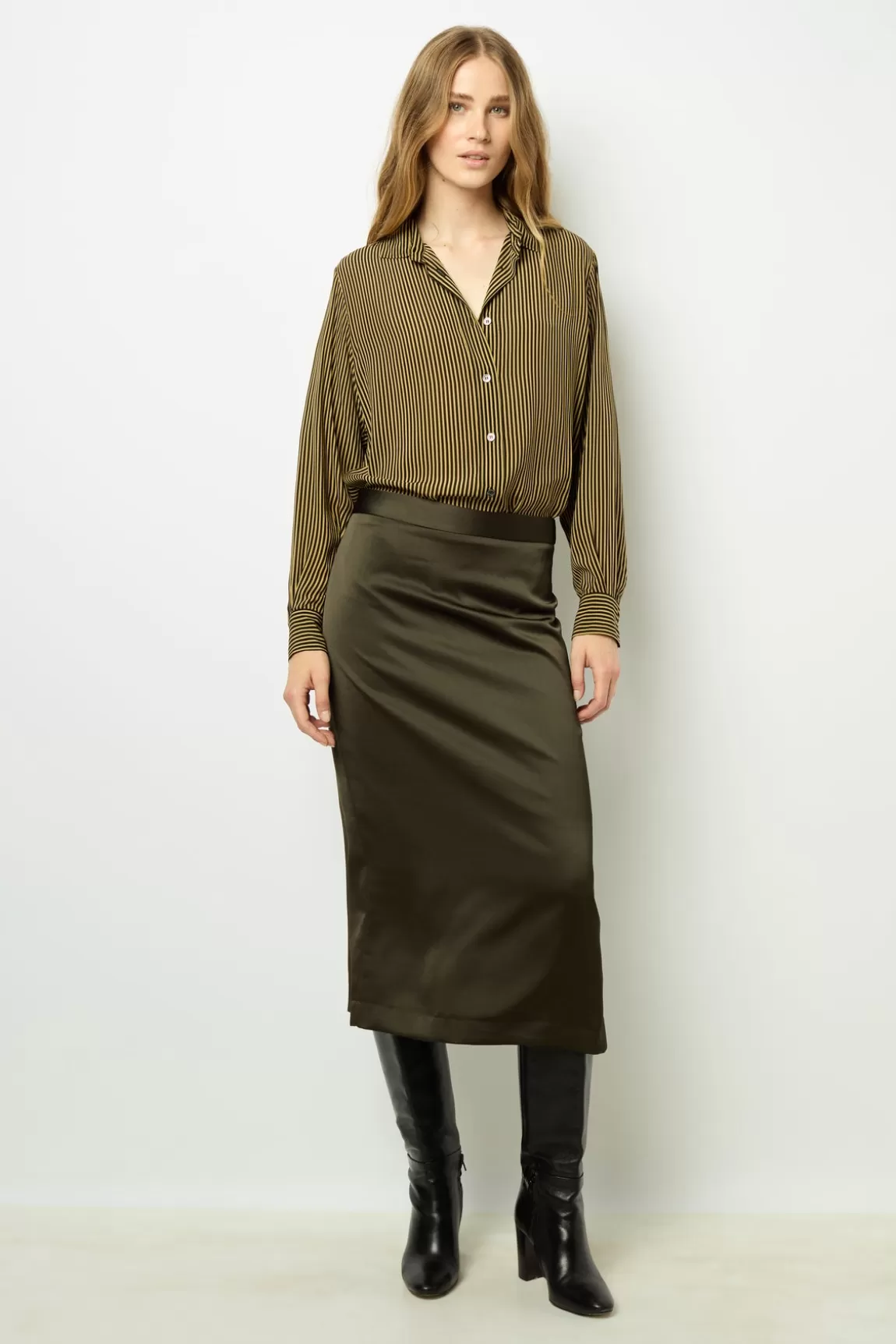 Gerard Darel Jupe midi en satin - CORALINE