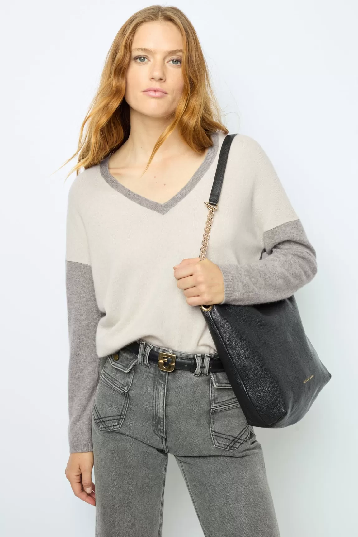 Gerard Darel Pull V color block en cachemire - JALYA