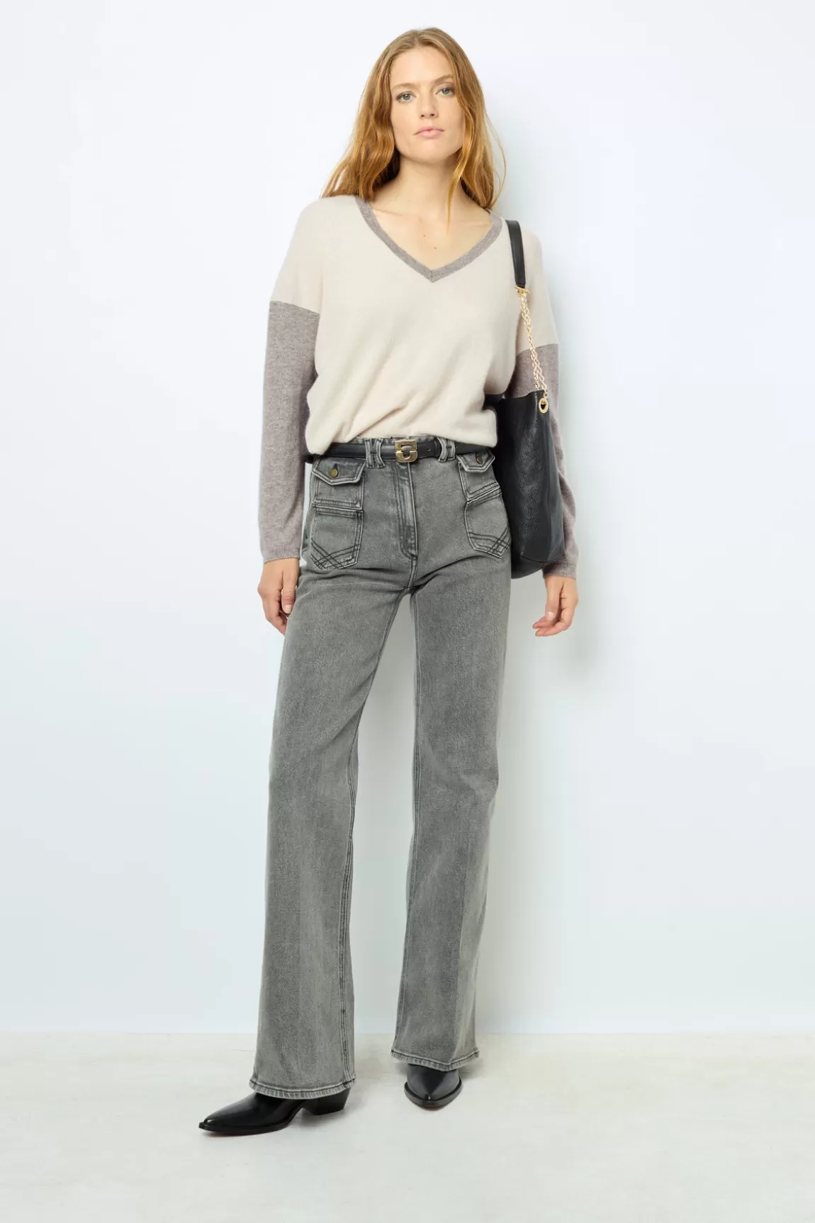 Gerard Darel Pull V color block en cachemire - JALYA