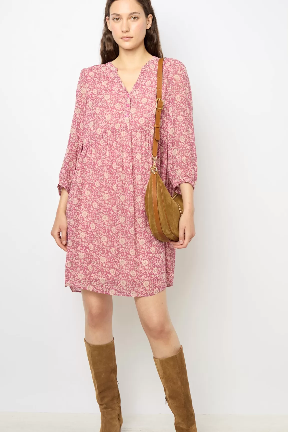 Gerard Darel Robe courte à fleurs bicolores - SERGETTE