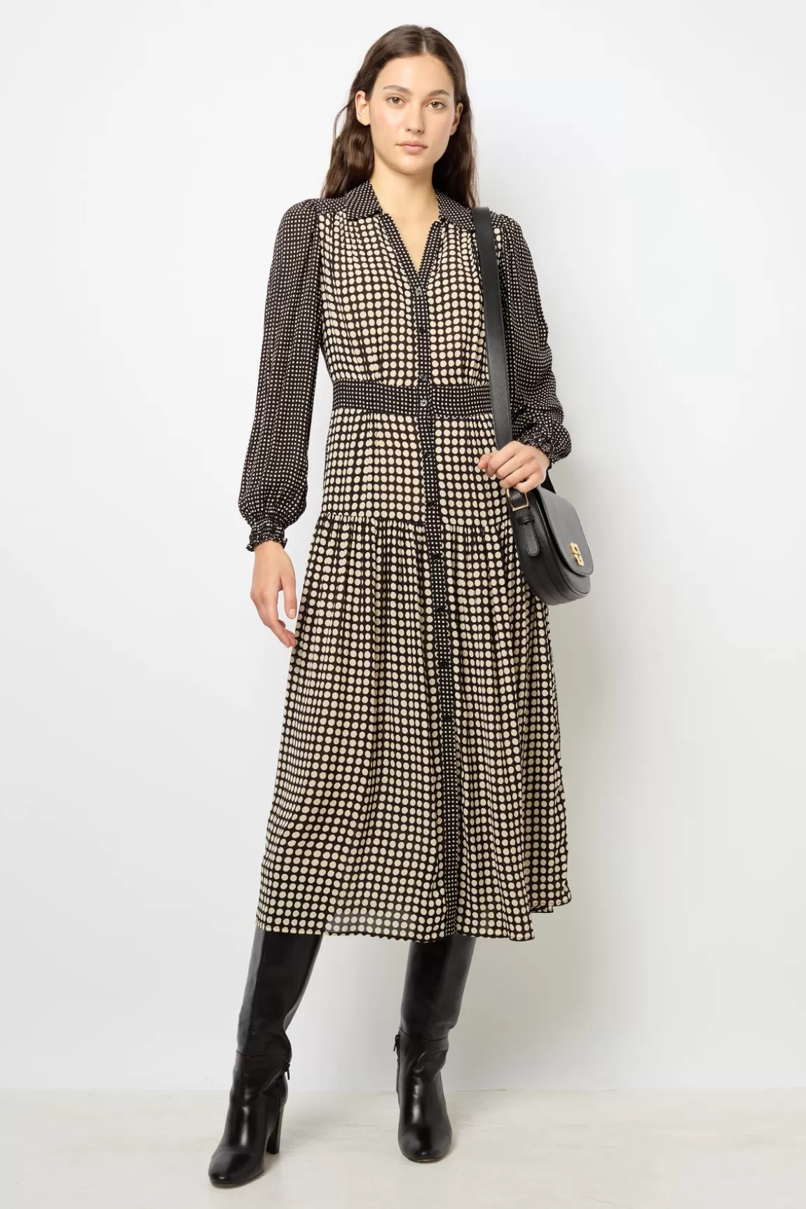 Gerard Darel Robe longue chemise à pois - SUNITA