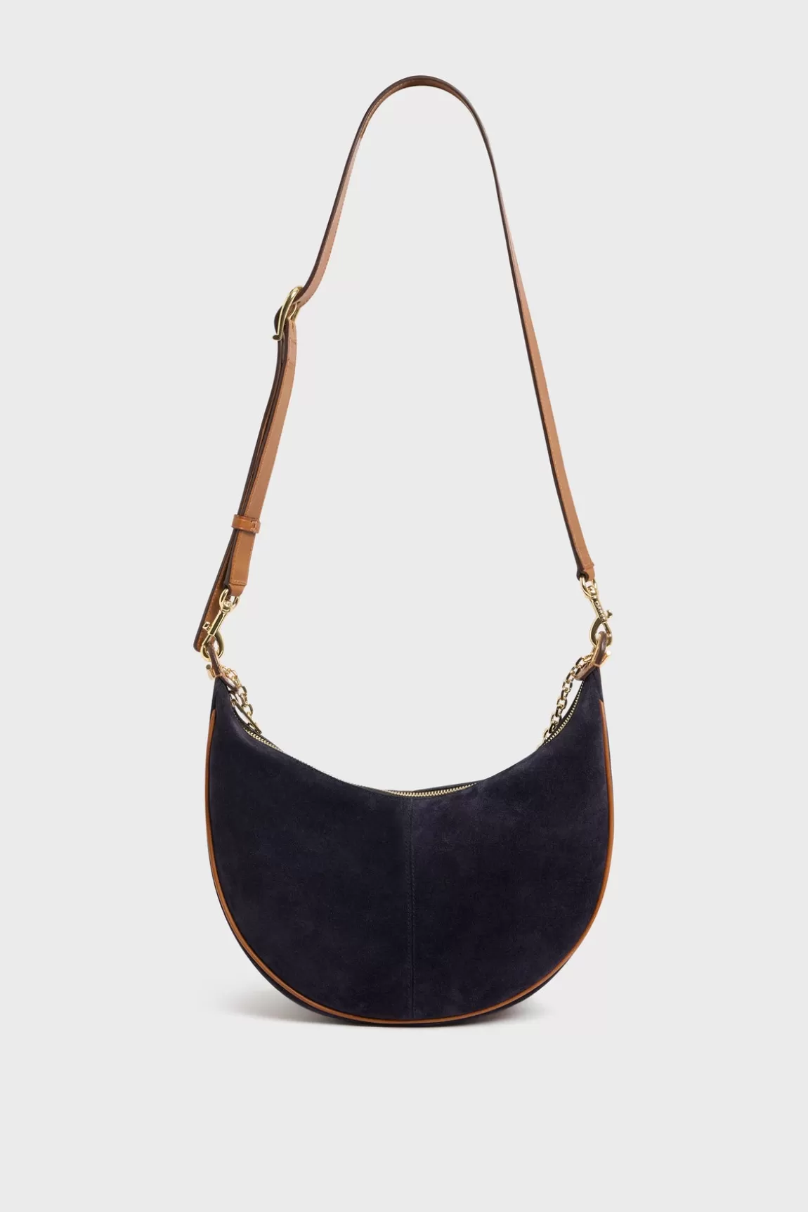 Gerard Darel Sac demi-lune en cuir velours bleu - SUZANNE   |