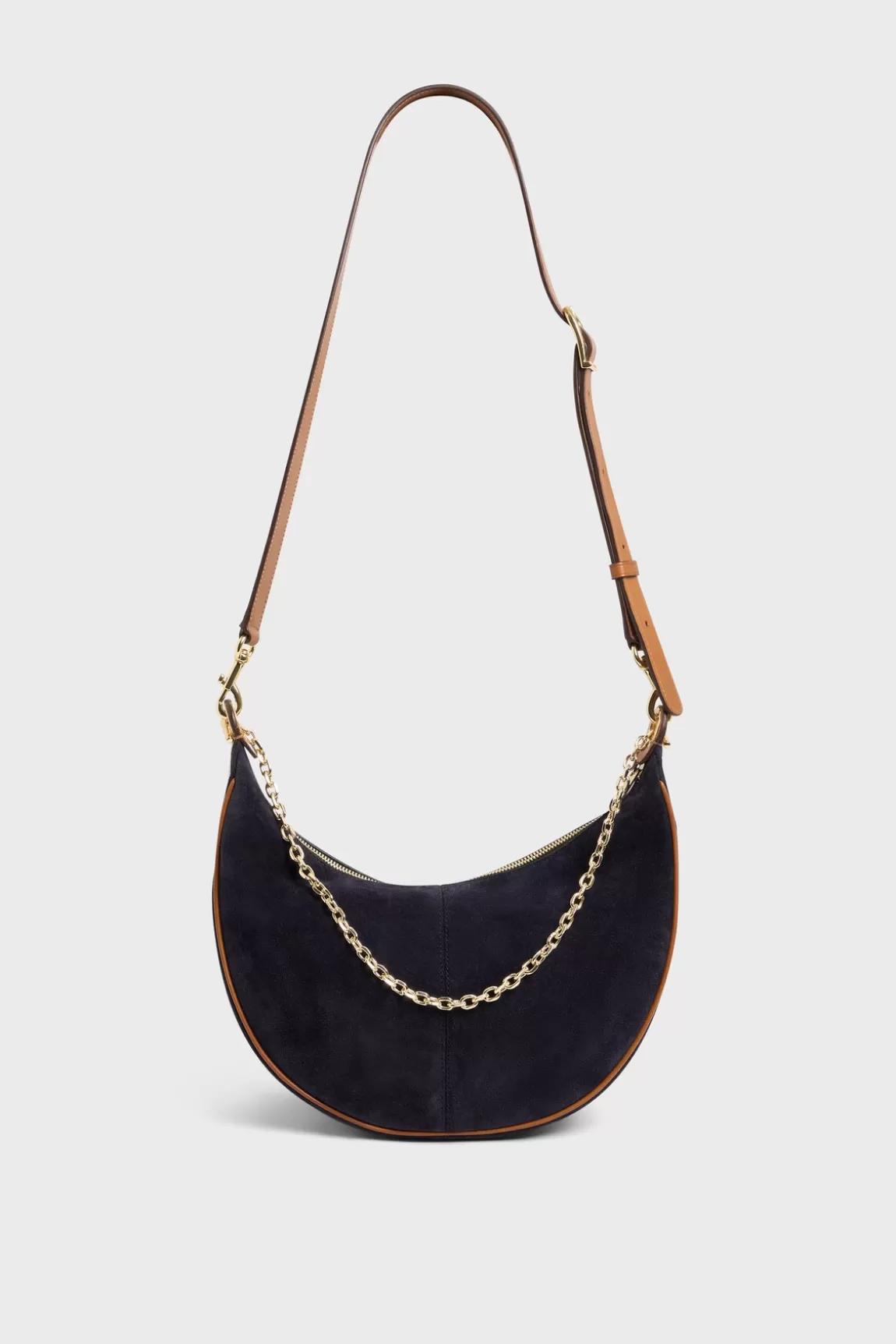 Gerard Darel Sac demi-lune en cuir velours bleu - SUZANNE   |