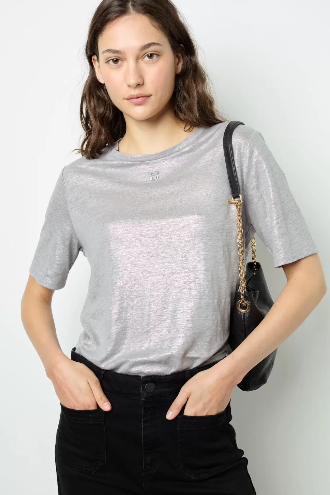 Gerard Darel T-shirt manches courtes en lin métallisé - AIDA