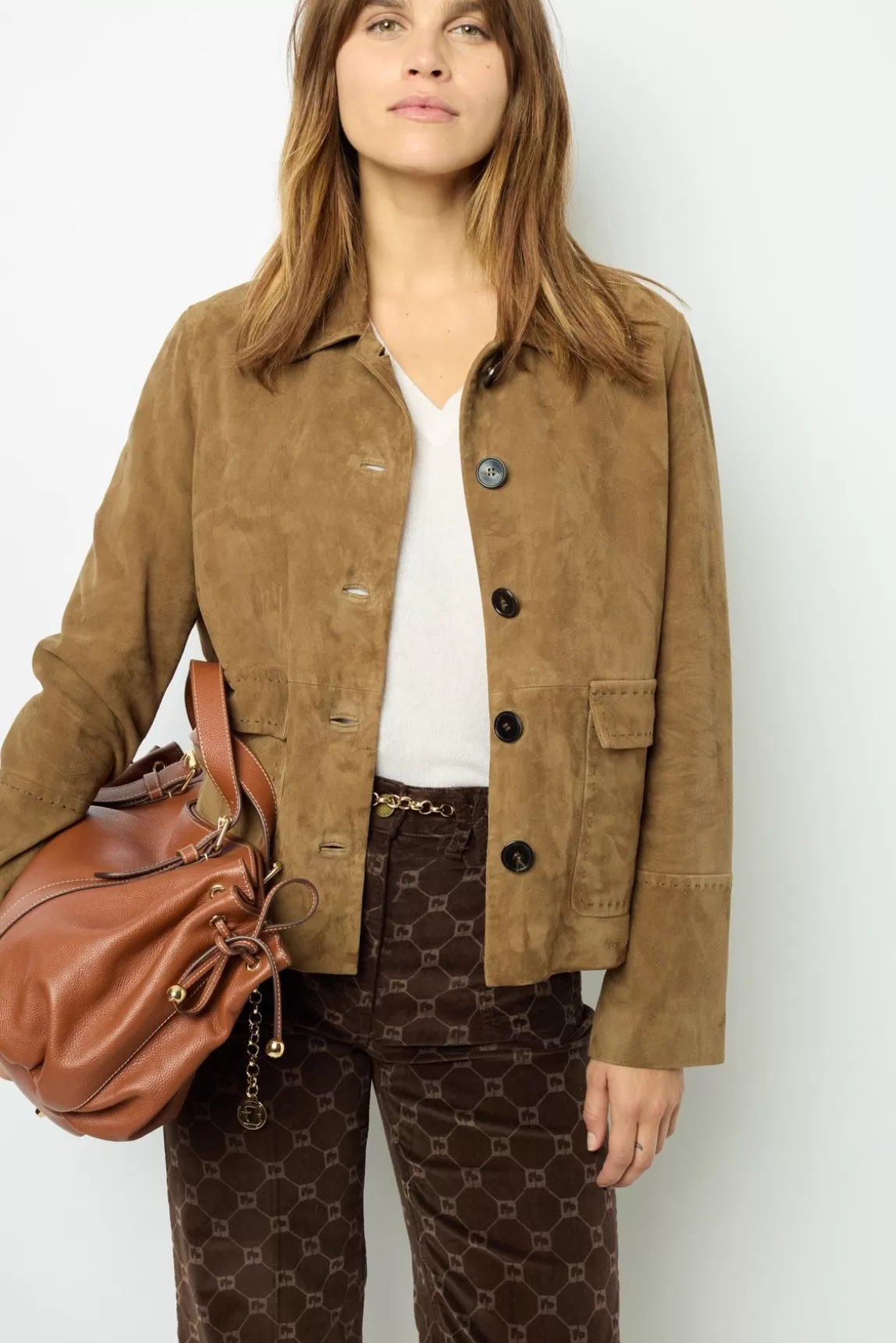 Gerard Darel Veste en cuir velours - BADYA